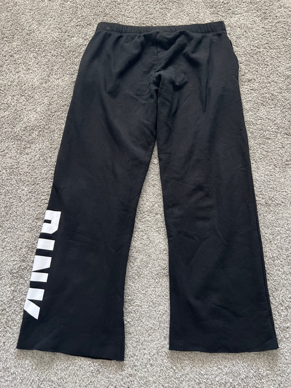 PINK Victoria’s Secret Black Drawstring Lounge Sweat Pants Side Logo - Size L - Picture 2 of 9